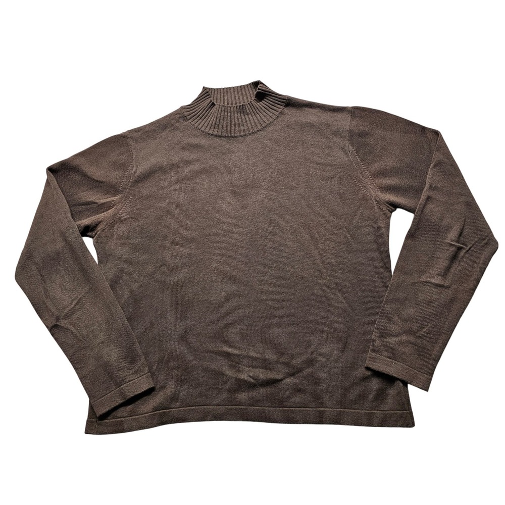 Talbots Petites‎ Brown Mock Neck Sweater 100% Cotton Long Sleeve Size S 3393